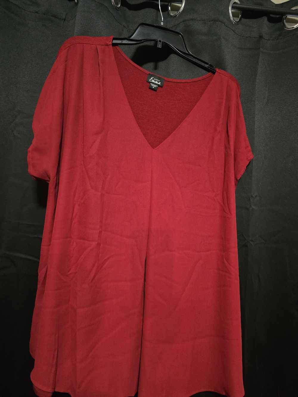 Burgundy Red V-Neck Short Sleeve Tunic & Blue V-Neck Sleeveless.